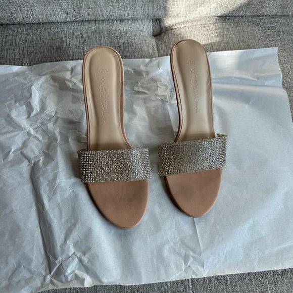 Zara Tan and Silver Sandals with Sparkly Strap - Picture 2 of 4